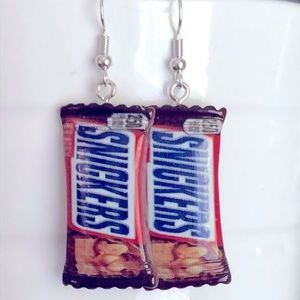 New Snickers Chocolate Bar Oversized Dangling Earrings Fun Novelty Unique Gifts